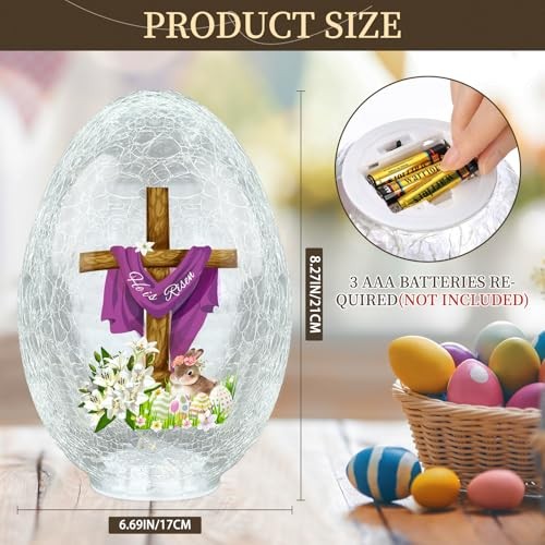 Ester Egg Light Decorations, 8.27'' Lighted Glass Egg Tabletop Decor He is