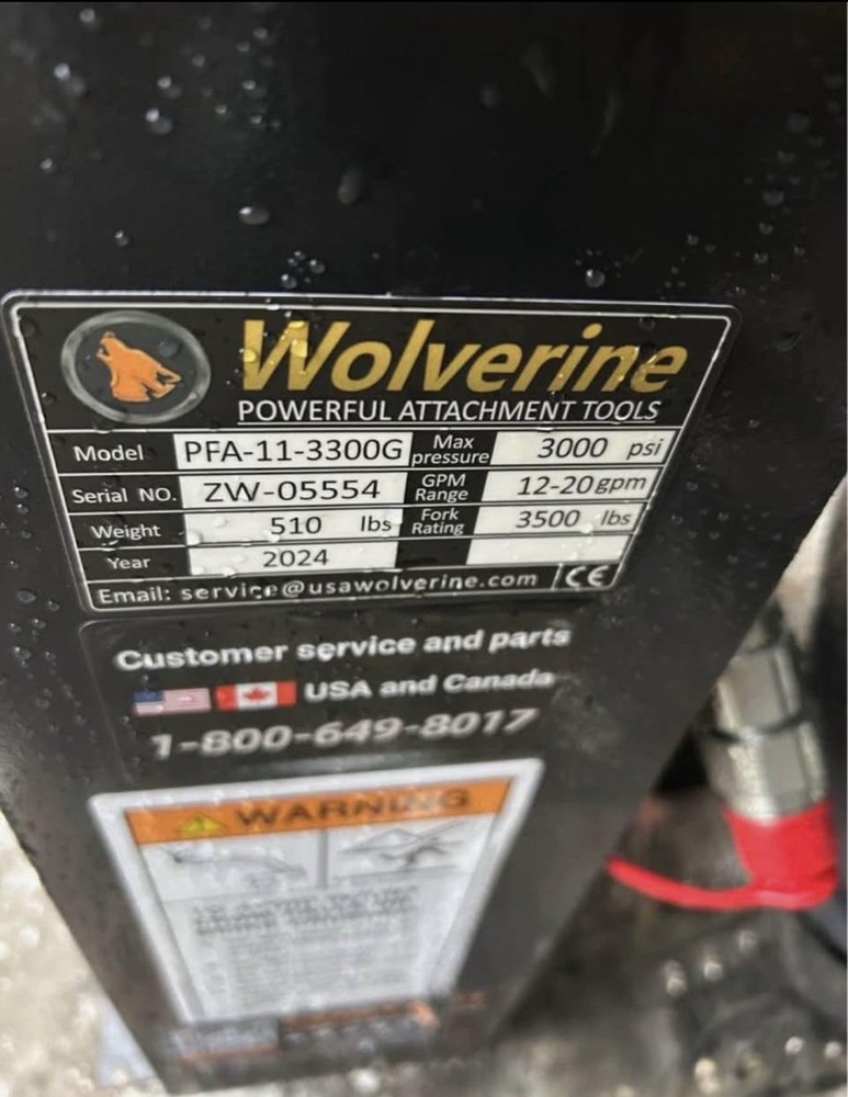 Wolverine Skid Steer Loader Pallet Fork Attachment