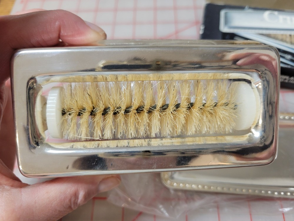 Vintage Leonard 5" Silverplate TABLE CRUMBER Brush - Made in Italy