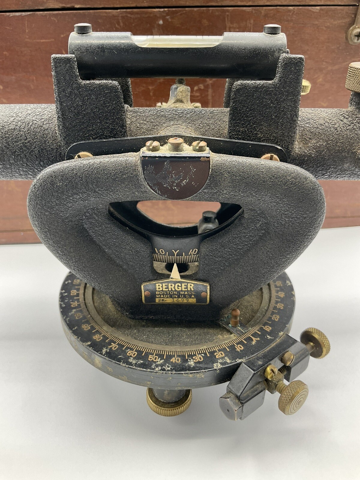 Vintage Berger Engineering Instruments Surveying Transit & Wood Box