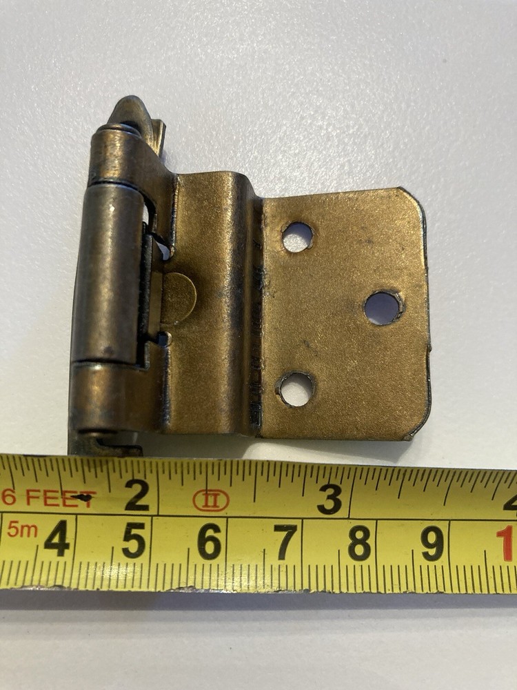 Pair Face Mount Burnished Brass 3/8" Inset Hinges Self-Closing.