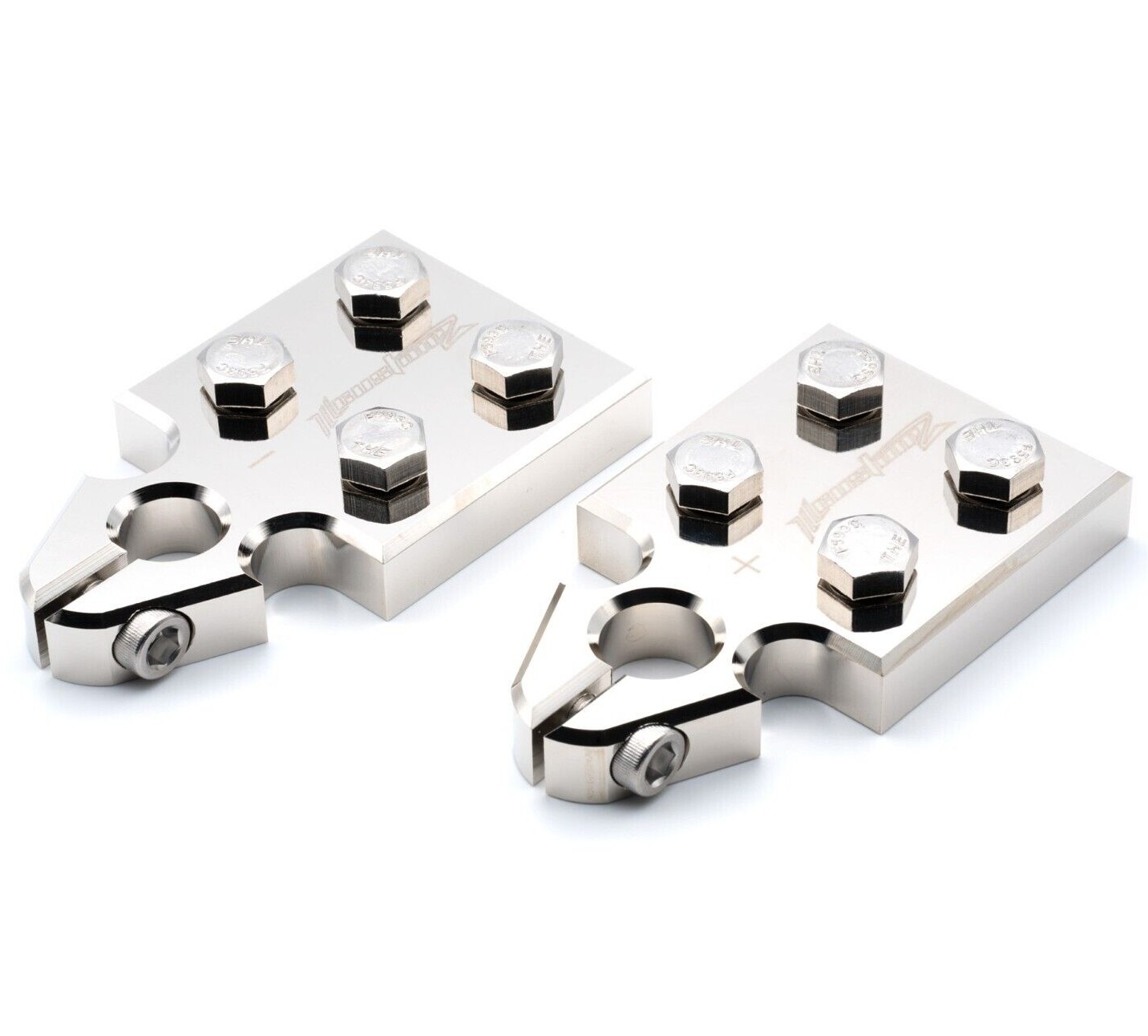 Pair ILL Customz 4 Spot Flat Lug Battery Terminal SAE Top Post Clamp