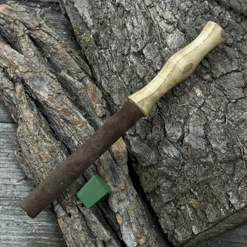 Round Leather Sharpening Strop 11.2in Ash Handle Knife Chisel Honing Tool