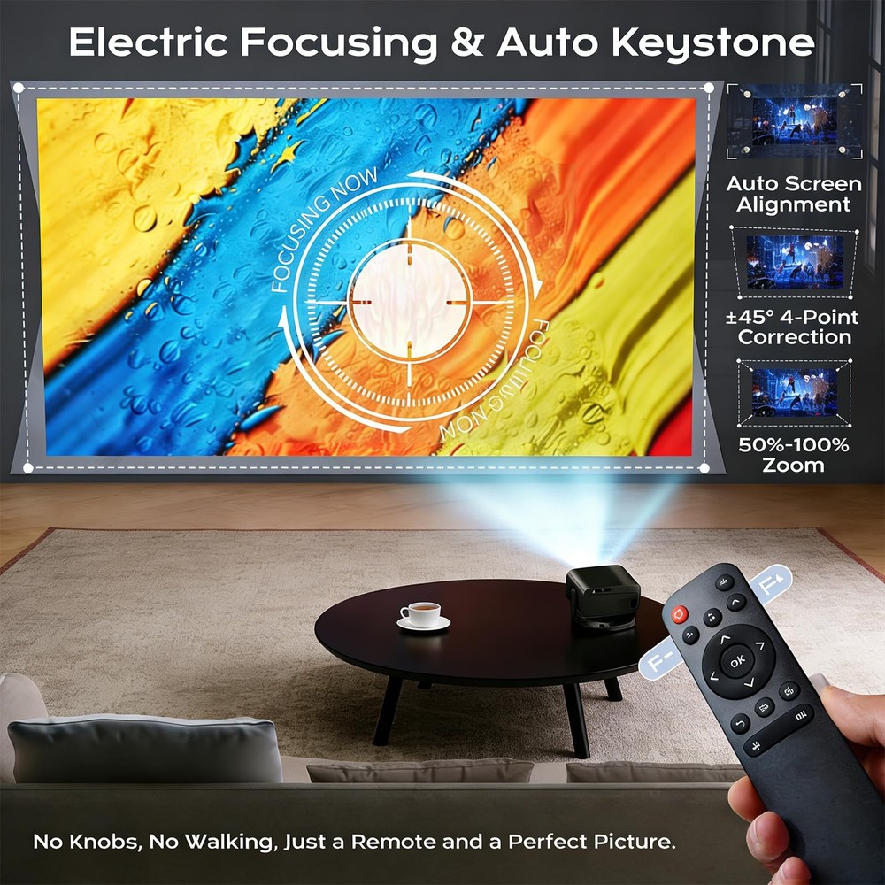 [Built-in Apps & 2026 Upgraded] Mini Projector with Wifi and Bluetooth Portab...