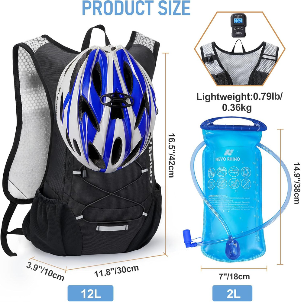 Lightweight Hydration Backpack with 2L Bladder for Cycling and Hiking