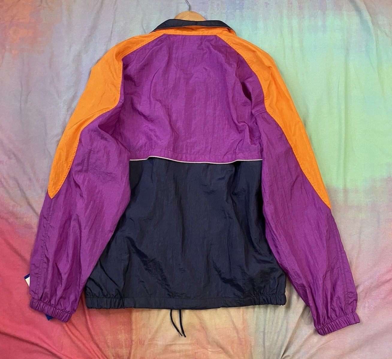 Vintage NWT 90s ASICS 3M Purple Orange windbreaker jacket Running Deadstock Sz L