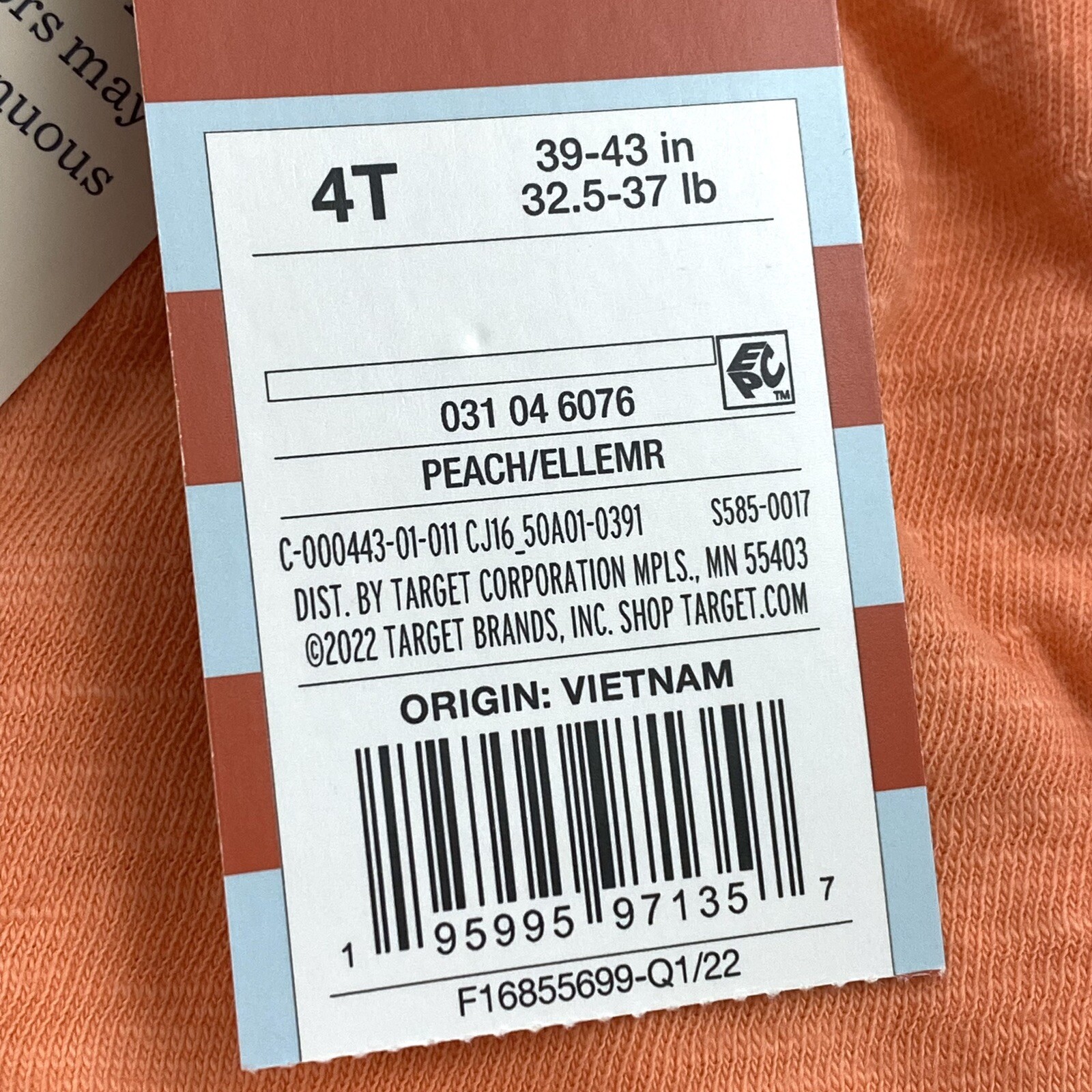 Cat & Jack Toddler Girls Size 4T Cap Sleeve Dress Peach