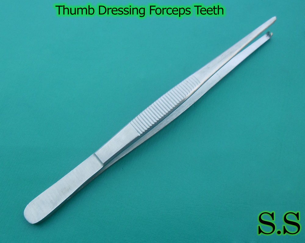 3 Thumb Dressing Forceps 12" 1X2 Teeth Surgical Instrum