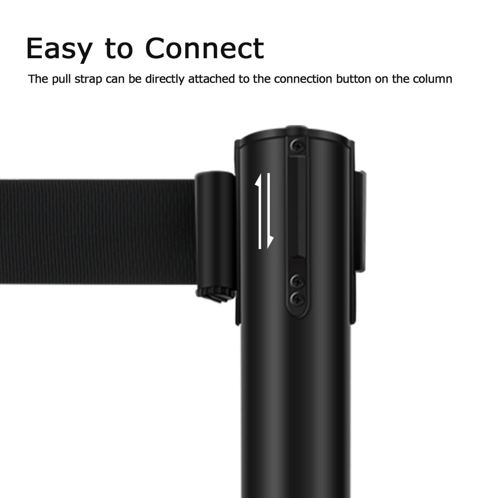 6 Pcs Retractable Crowd Control Barrier Poles Stanchion Post Queue Line Barrier