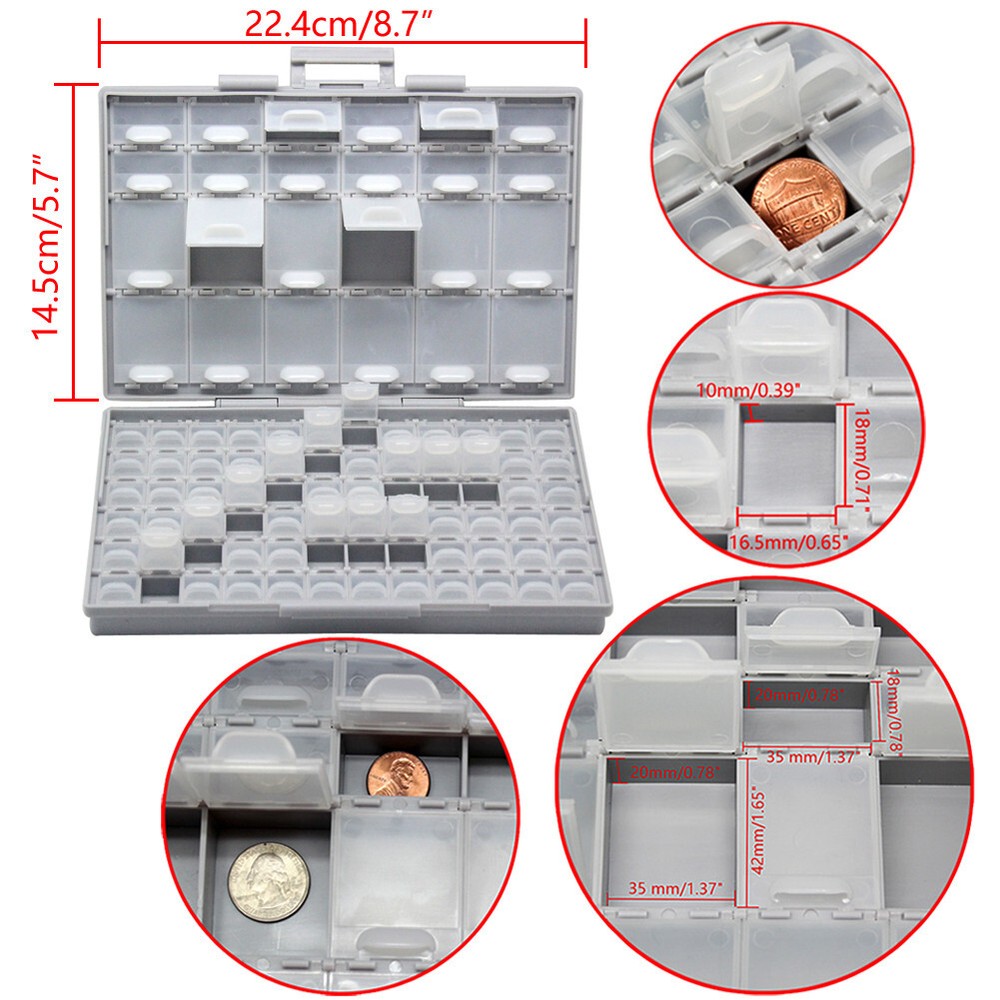 2 units AideTek BOXALL48+96 Compartments Combo Organizer Surface Mount Box