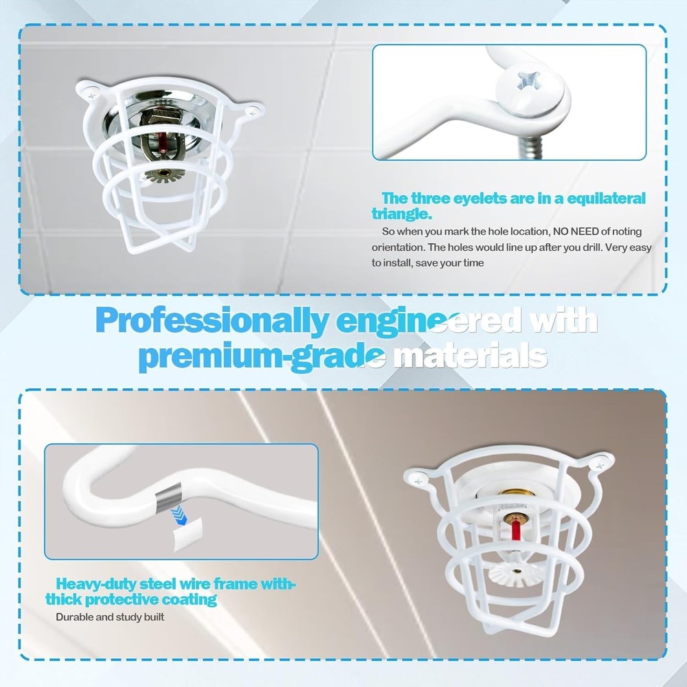 10 Pack White Fire Sprinkler Head Guard Cover Cage Protector for Both 1/2" & ...