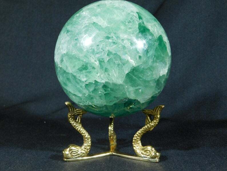 Sphere Stand DOLPHIN Design Brass Color Medium Size