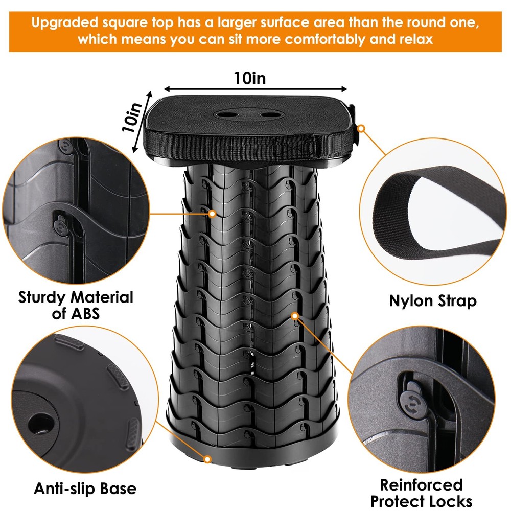 Collapsible Stool with Soft Removable Cushion & Waterproof Carry Bag - Lightw...