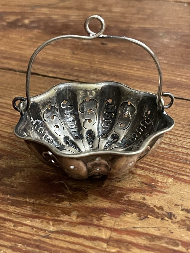 Antique French Christofle Silver Plate Tea Coffee Strainer Basket and Handle