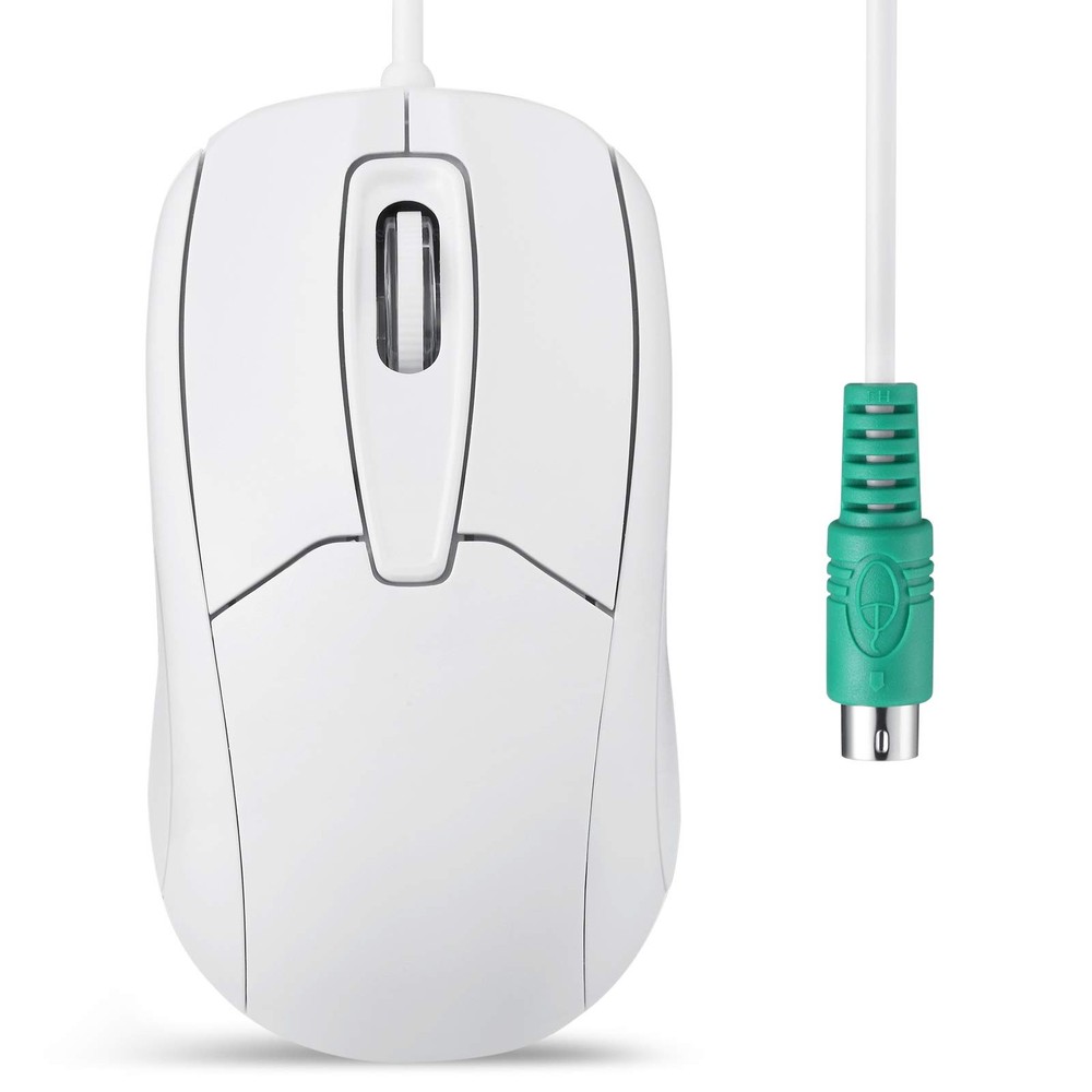 White PERIMICE-209 P Wired PS/2 Optical Mouse with Scroll Wheel 1000 DPI