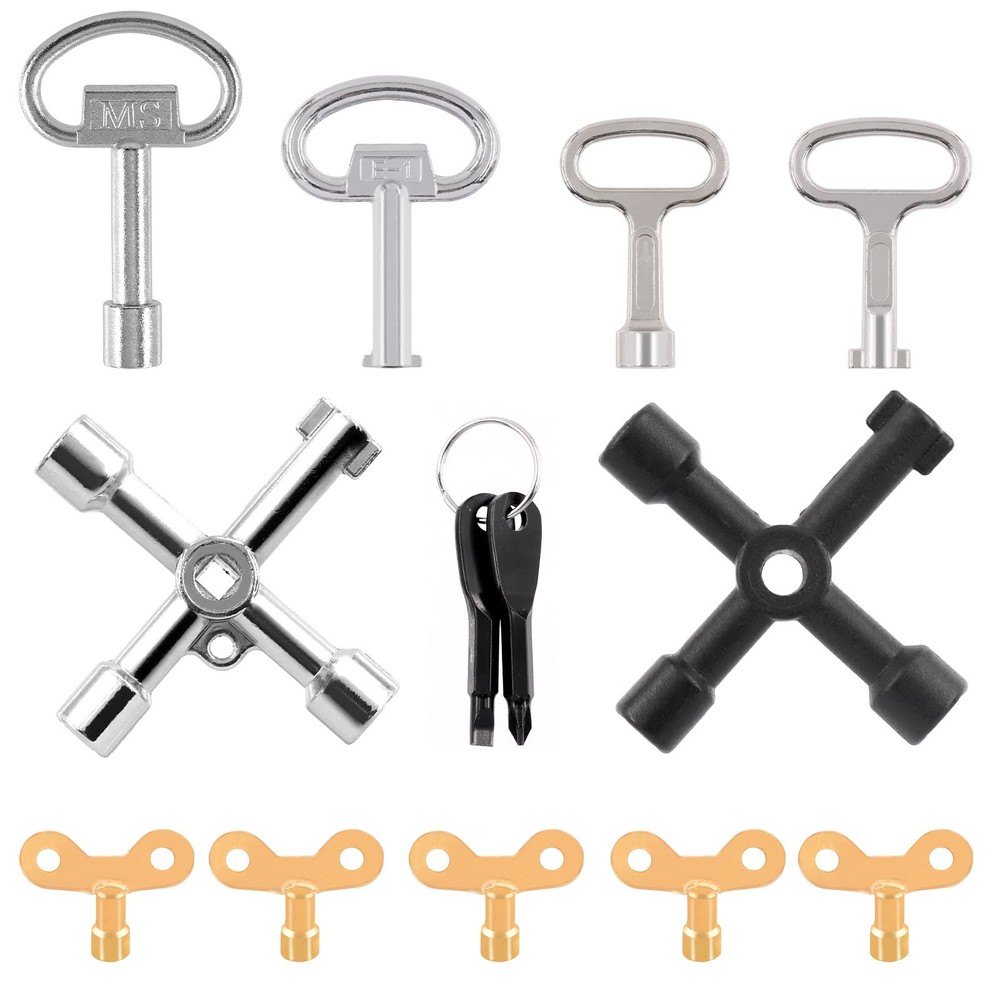 13Pcs Multifunctional Utility Kit  Includes 4Way Spanner, Square Keys, Water ...