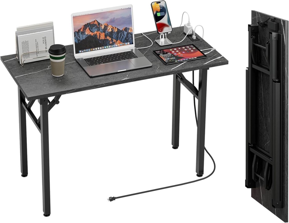 Small Computer Desk Folding Table 35.8" Foldable Office Desk No Assembly Perfect
