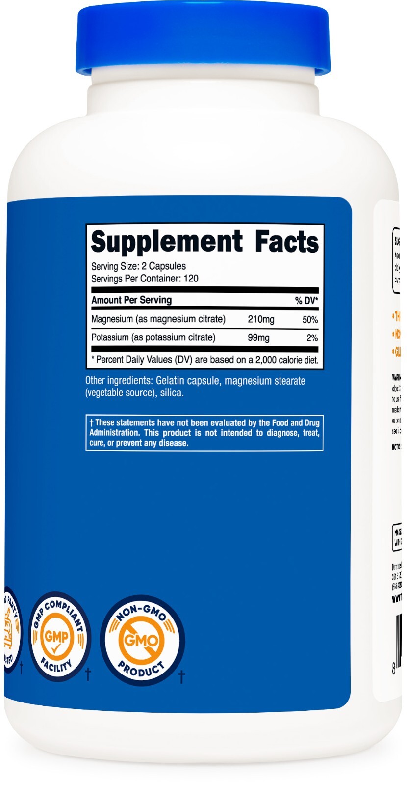 Nutricost Potassium (99 mg) Magnesium (210 mg) Citrates, 240 Capsules