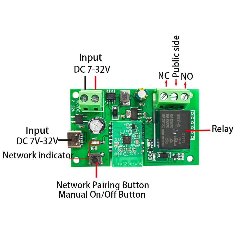 3pc DC7-32V Smart APP Bluetooth WIFI Self-Locking Relay Switch Module Type-C