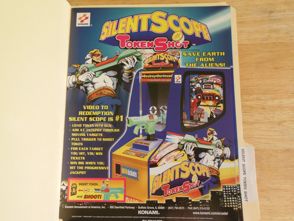nos SILENT SCOPE TOKEN SHOT   konami  ARCADE GAME  FLYER