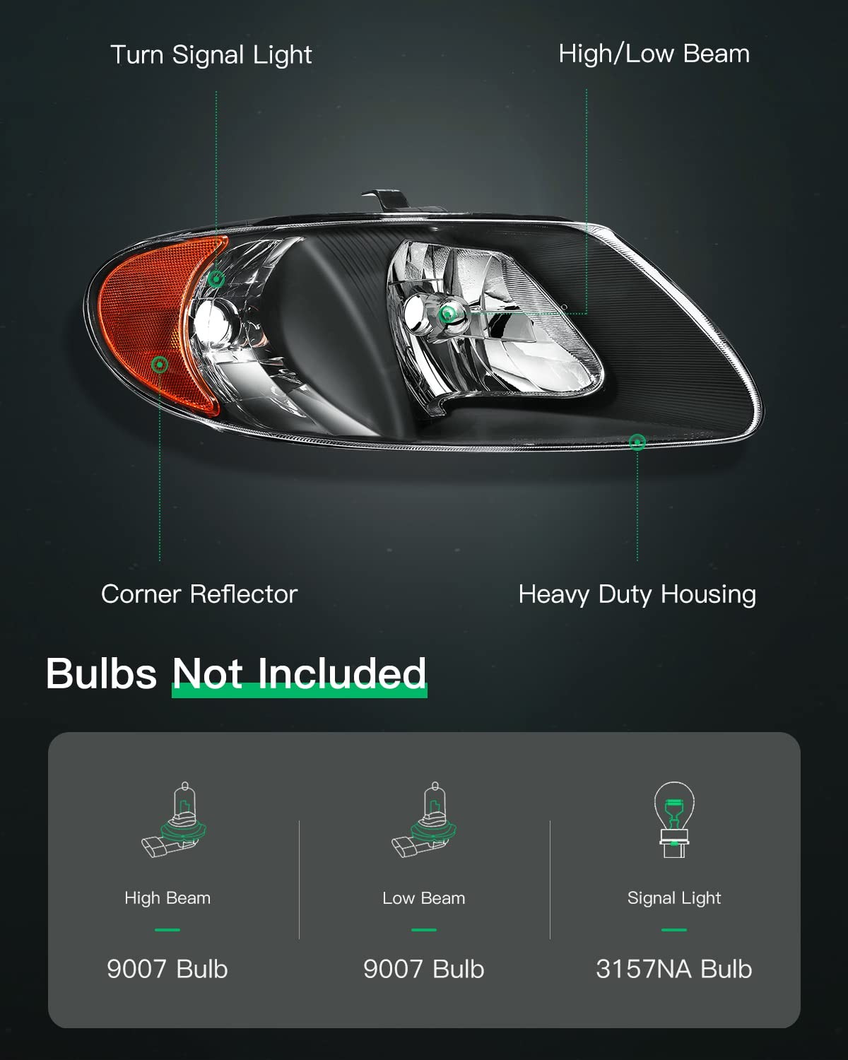 Headlight Assembly Fit 2001-2002 For Chrysler Grand Voyager 2001-2007 For Town