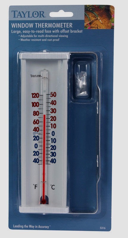 TAYLOR Large ~Easy To Read~ Window Thermometer w/ Bracket Adjustable 5316