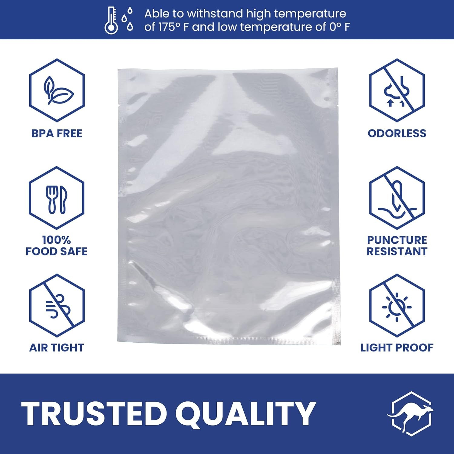 50ct 1-Gallon Mylar Bags 10Mil Thick Heat Seal Airtight Food Storage | Silver