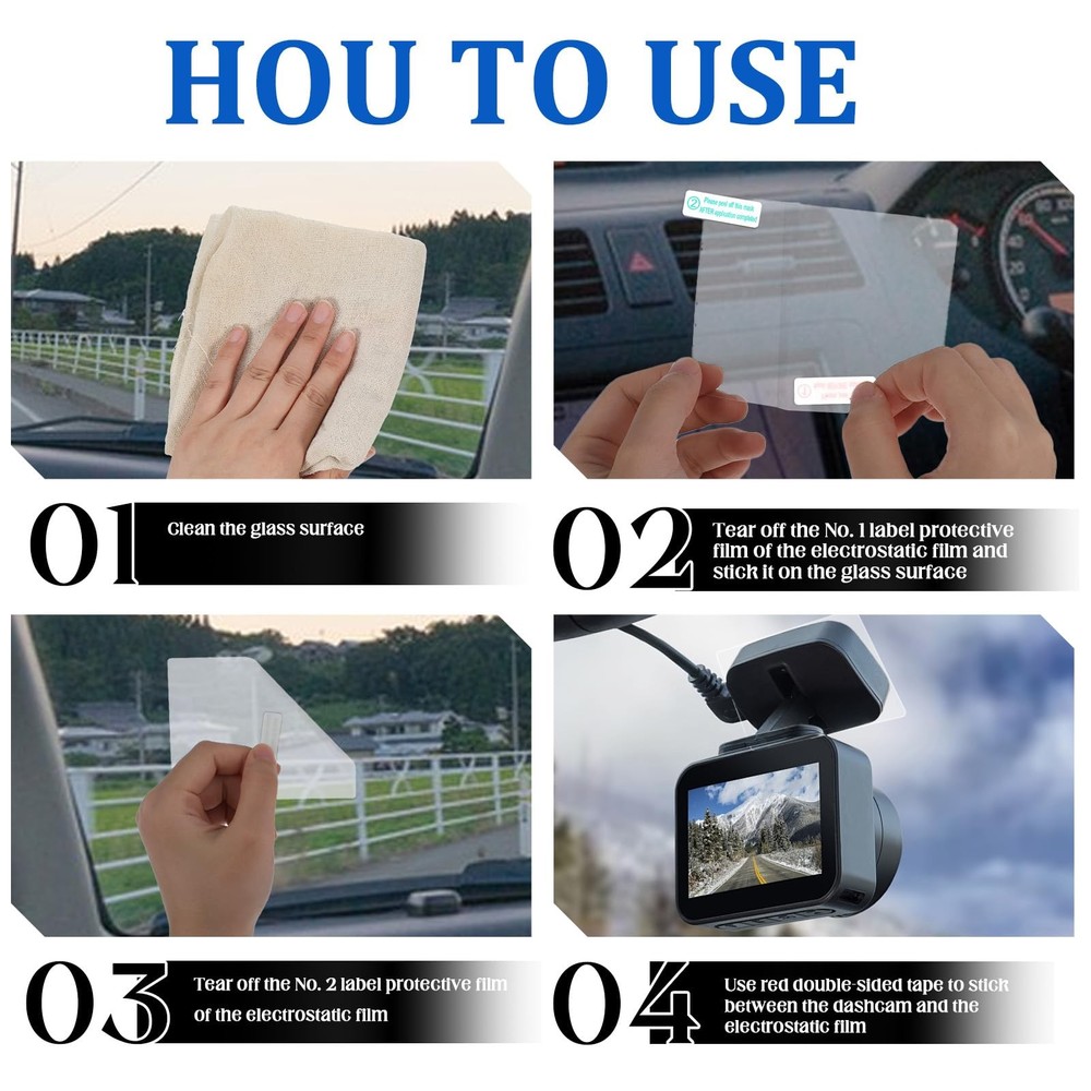 4 Pcs Electrostatic Sticker Mounting Dash Cam 4 Double-Sided Red