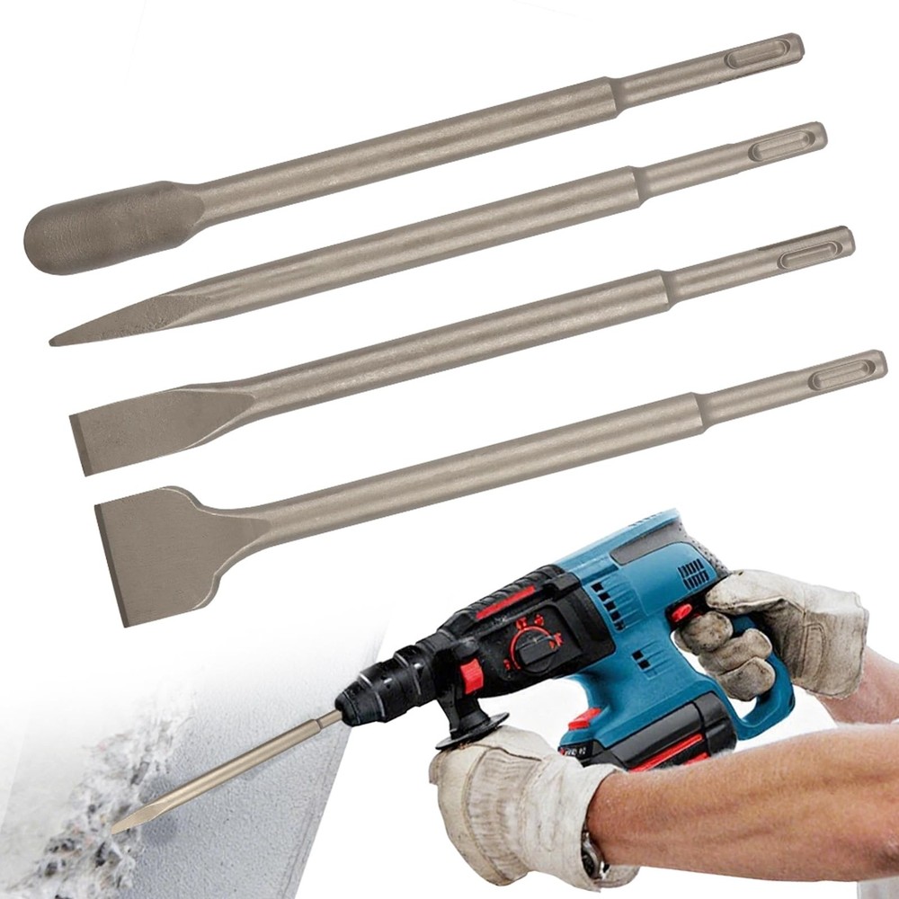 4pcs SDS Chisel Set, Tile Removal Bits, Heavy-Duty Plus Bits for...