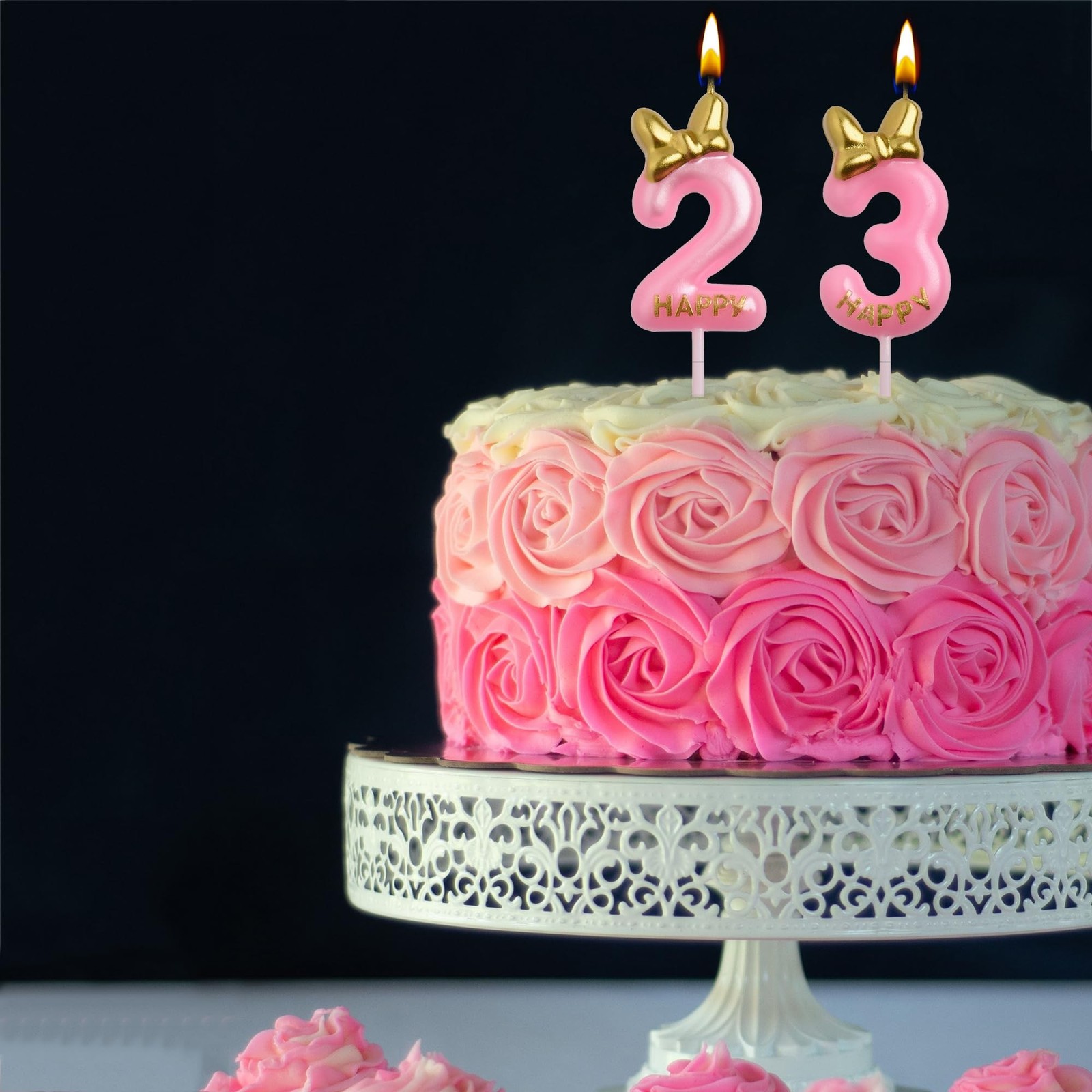 23rd 32nd Birthday Candles, Pink 32 23 Year Old Cake Topper Cute Number Birth...