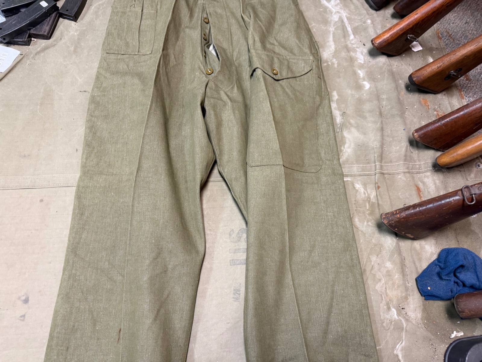 WWII BRITISH ARMY P1937 P37 SUMMER DENIM BATTLEDRESS FIELD TROUSERS-SIZE 3XL