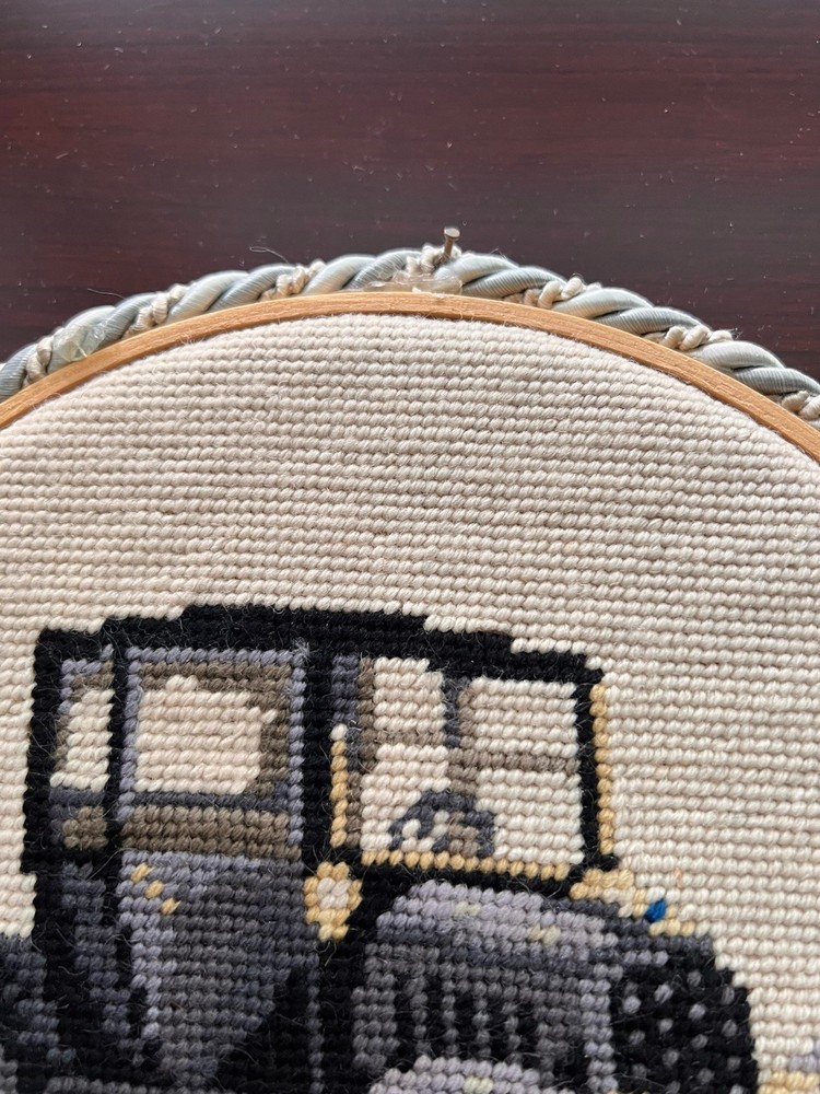 1918 Ford Model T framed needlepoint