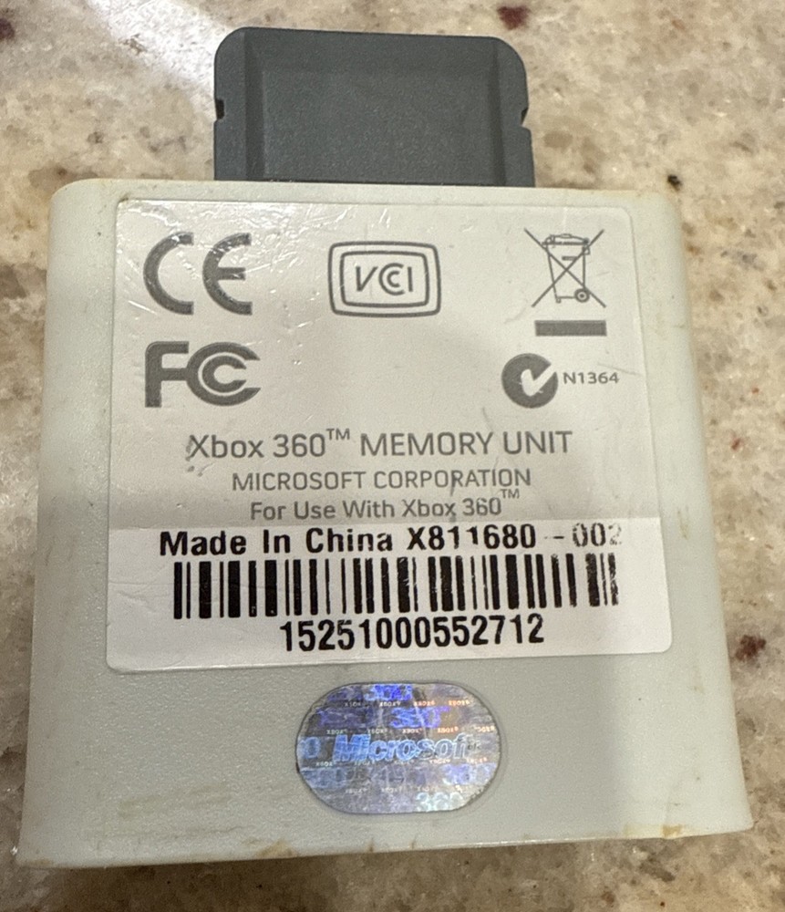 Microsoft XBOX 360 Memory Card Unit 512MB ~ White & Gray Untested