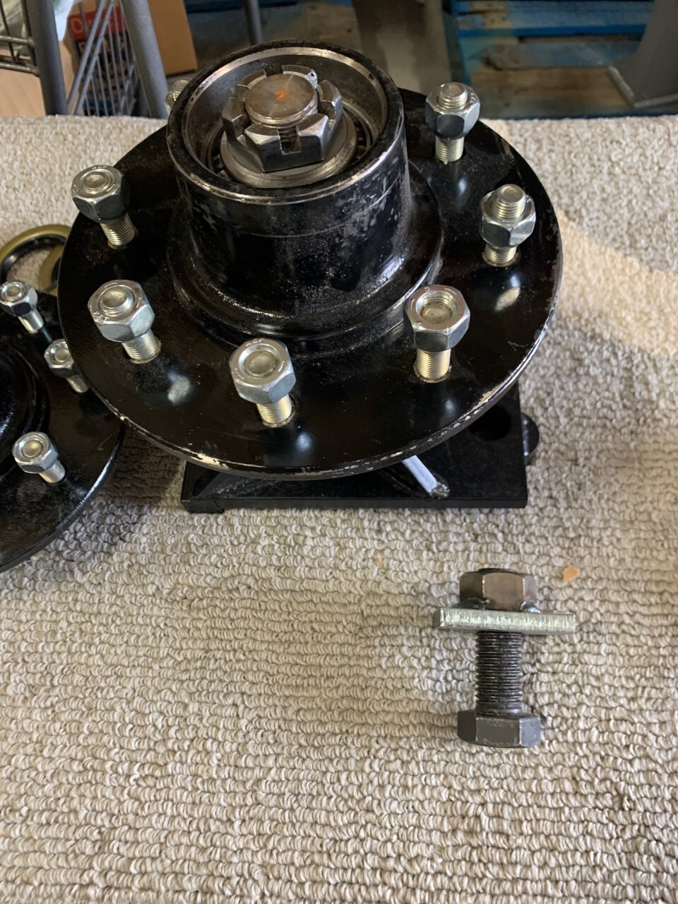 8 x 6.5 Lug 8000LB Shipping Container Wheels, Bolt-on Spindle Kit NEW