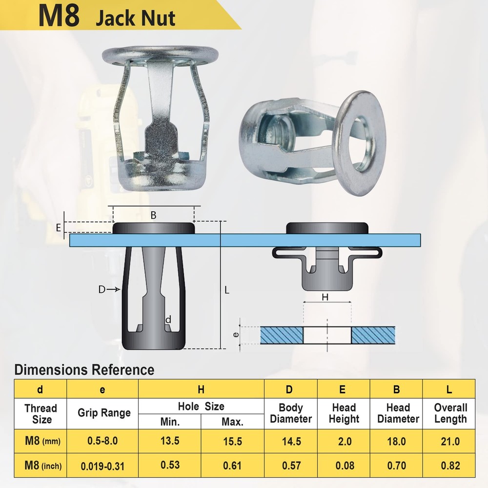 12 Pcs M8 Jack Nut Threaded Insert Petal Nuts Nutserts Jacknut Srew Anchor Sp