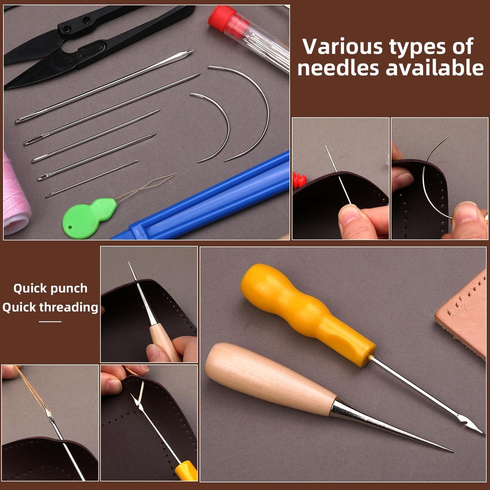 Yizzvb Leather Stitching Pony Table Lacing Desktop with Hand Sewing Kit