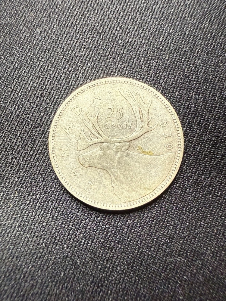1939 Canada Silver 25 Cents Coin