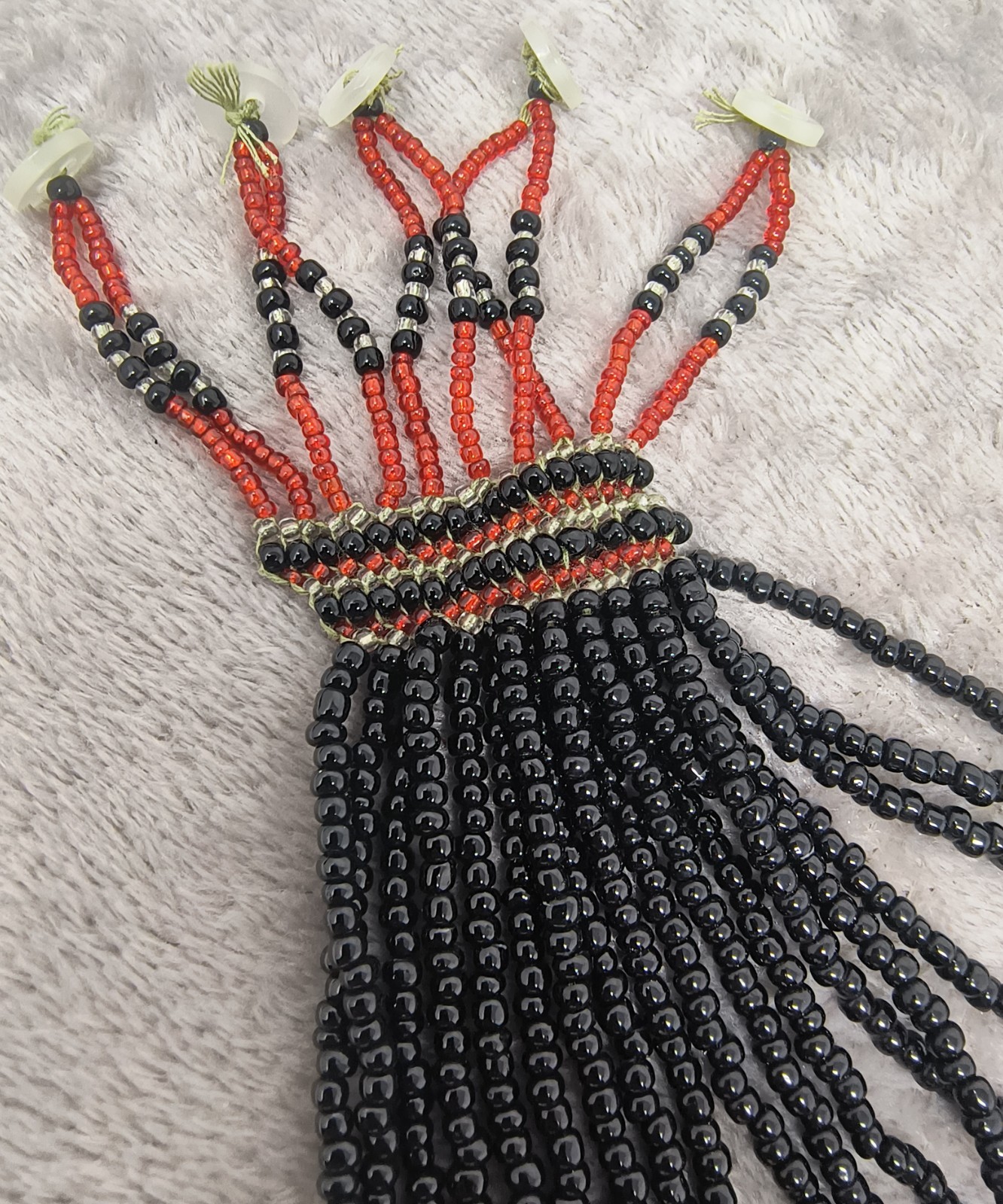 Modern Vintage Philippine Filipino Mindanao T'Boli Beaded Bib Necklace