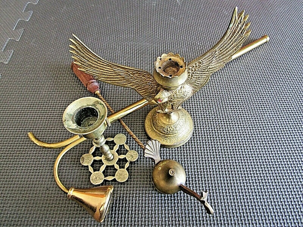 Unique Brass Candle Holders with snuffer !