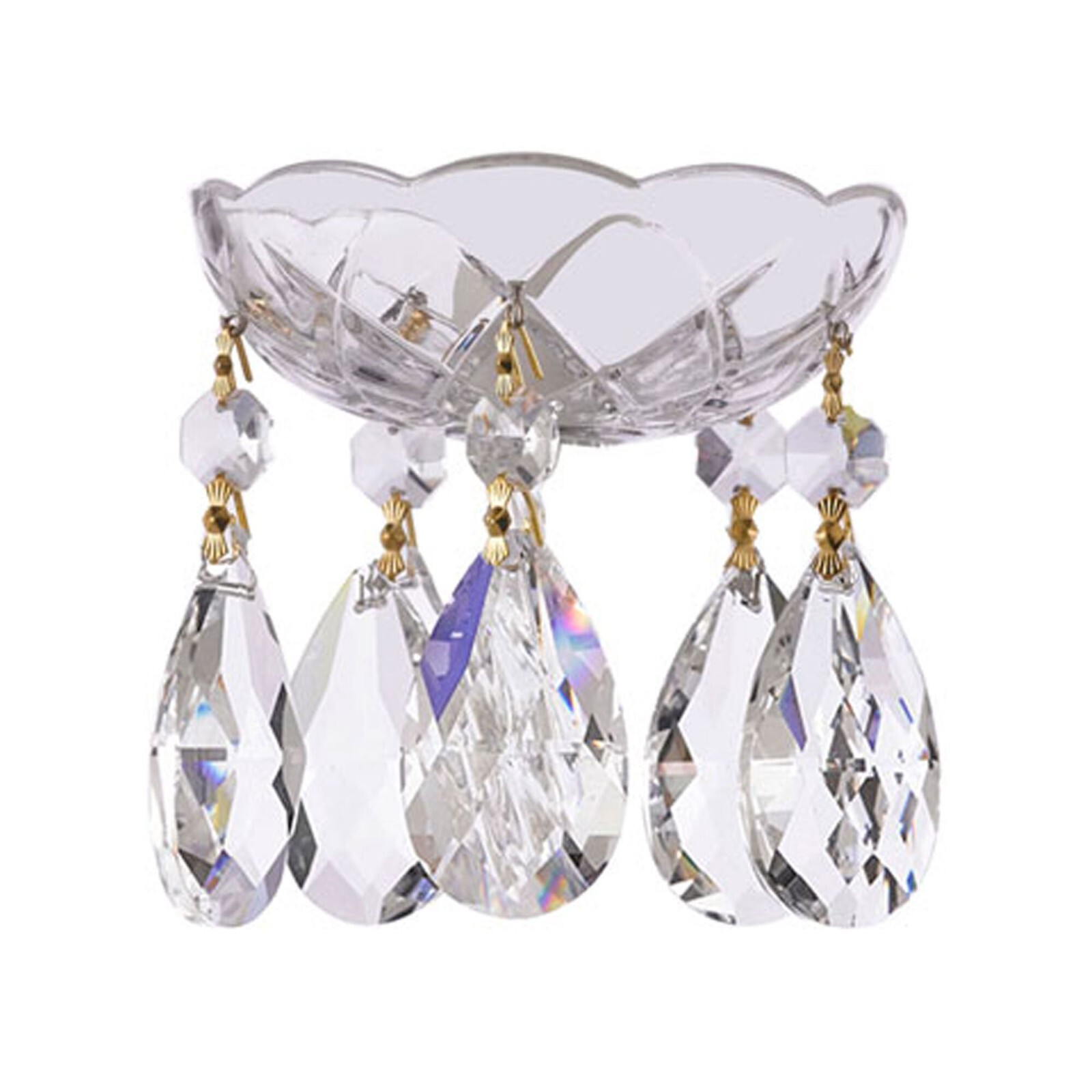 4-Inch Crystal Cup, Crystal Bobeche With 1.5" Teardrop, Clear with Gold Pins