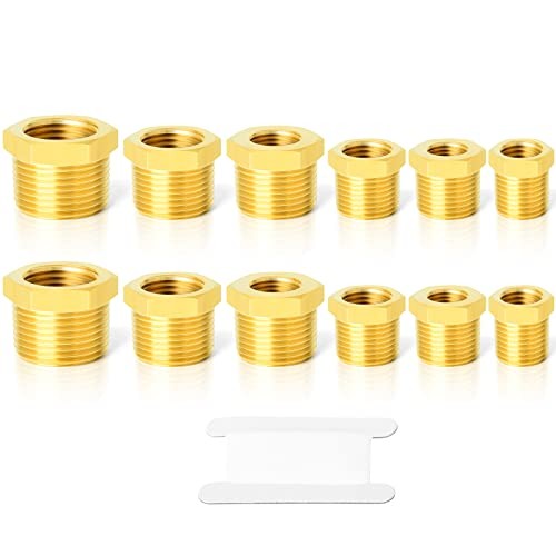 12PCS Brass Hex Bushing Fitting Kit Hex Bushing 1/4" - Hex Bushing Kit（12Pcs）