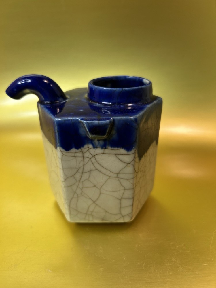 Plaid Ceramic Cube Teapot made in Japan.