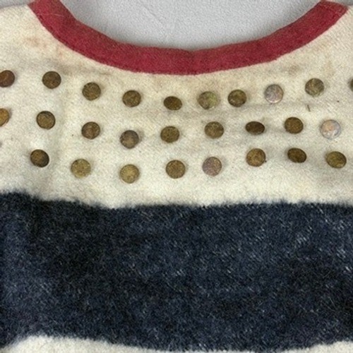 Crow Native American Wool Camp Dress Copper Buttons Parfleche Belt Antique 1890s