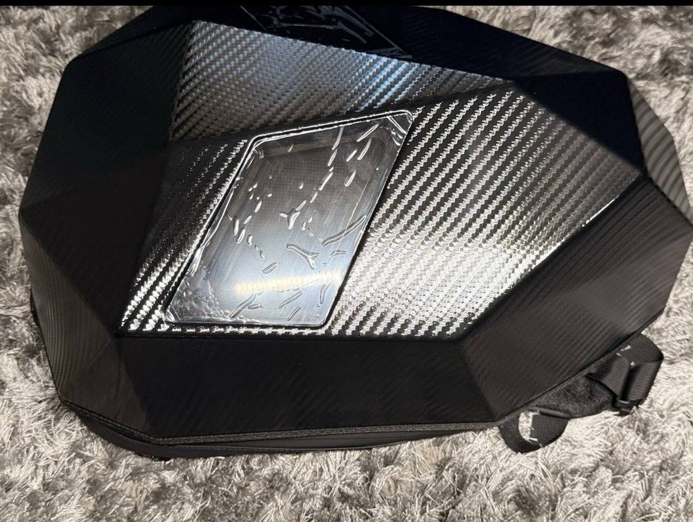 Motorcycle black carbon style Backpack,with LED eyes,app Control