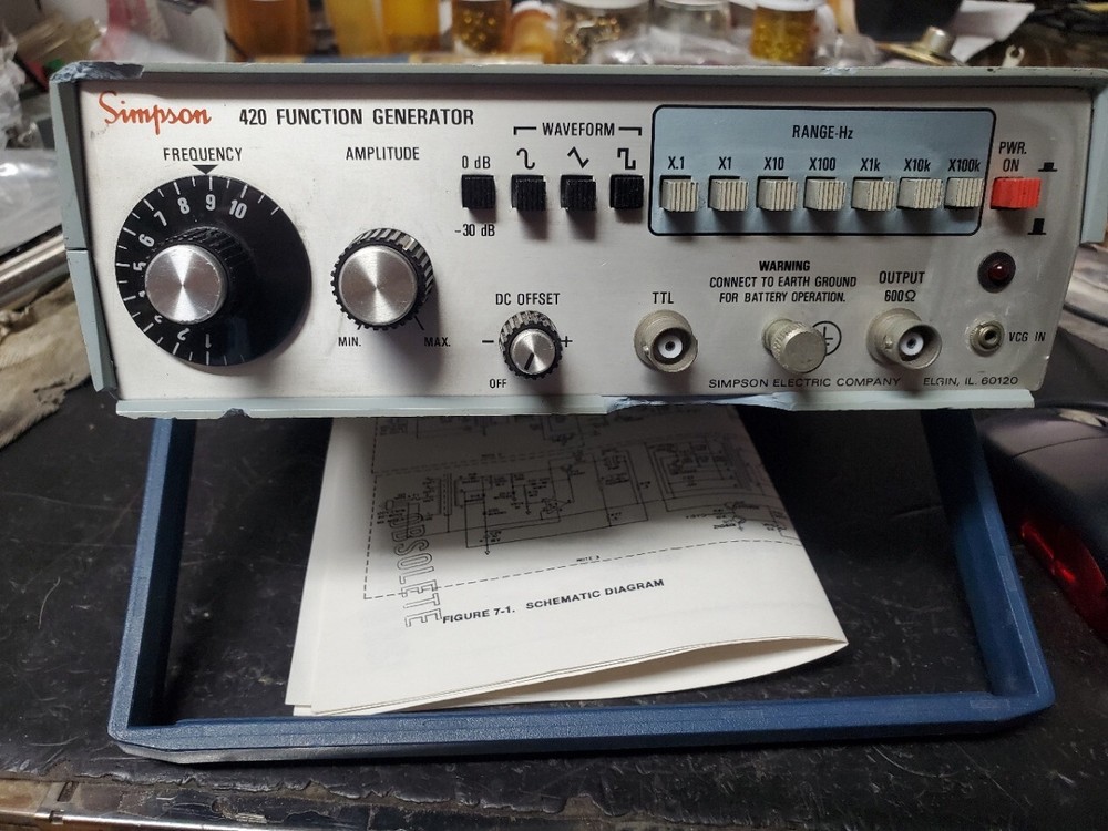 Simpson /Wavetek 420 Function Generator tested, w/schematic .1Hz to 1 MHz