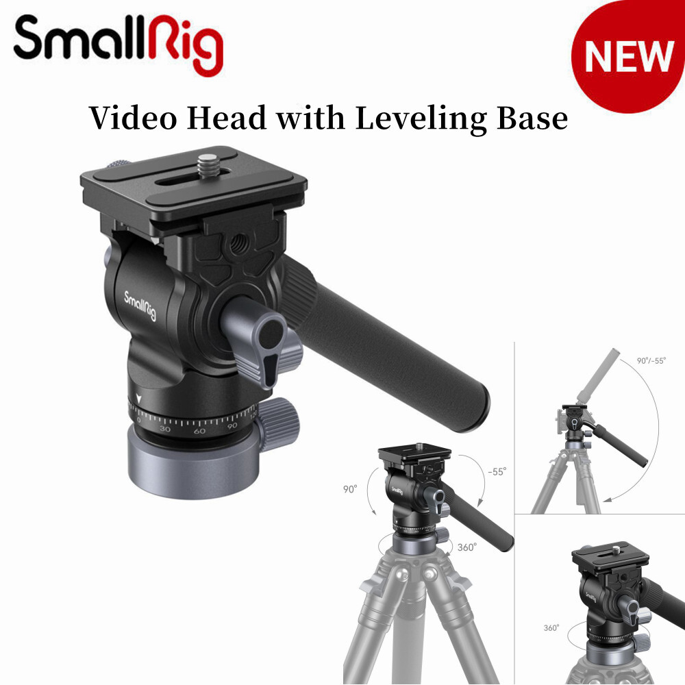 SmallRig CH20 Video Head with Leveling Base(Arca-Swiss), Telescoping Handle 4170