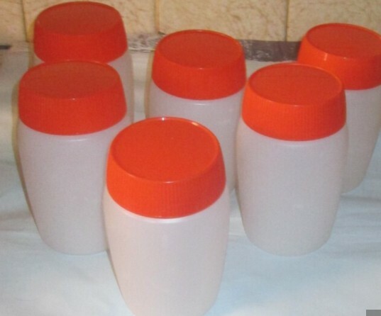 12 empty white plastic pots containers with orange lids clean storage crafts