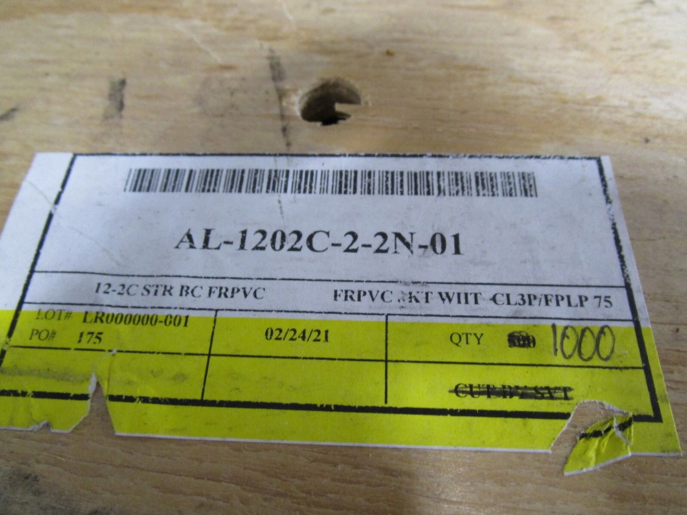 AL-1202C-2-2N-01 White Communications Cable Plenum 900 Feet