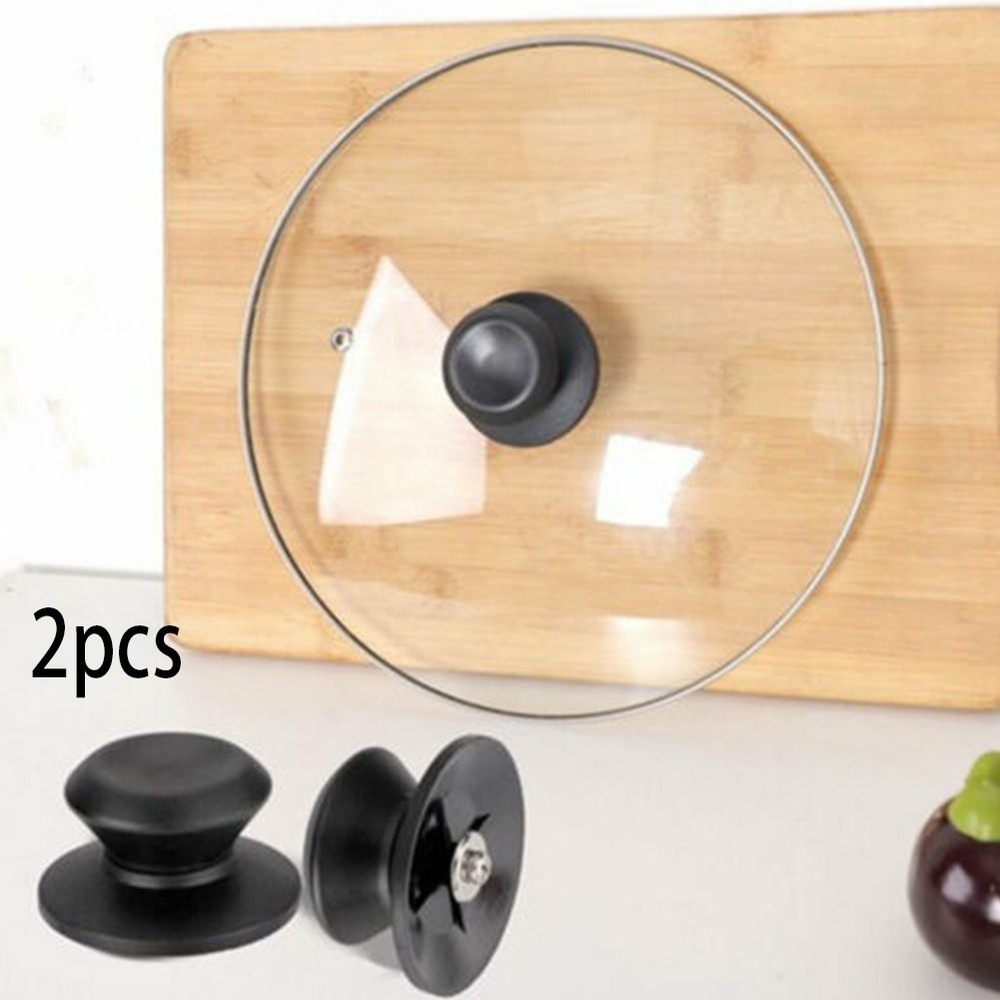 New Practical Home Pot Lid Knob Pan 2x Accessory Bakelite Black Cookware
