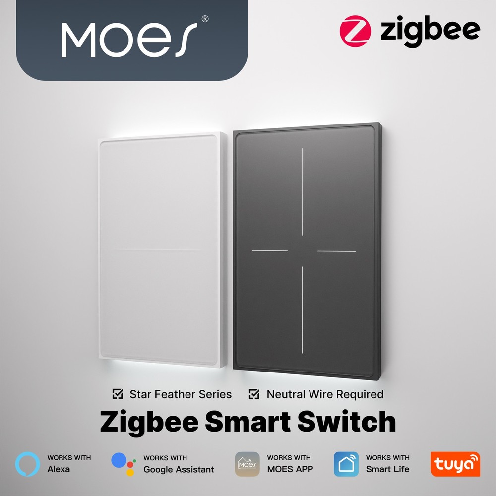 MOES ZigBee Smart Light Switch Full Touch Glass Alexa Google App Remote Timer